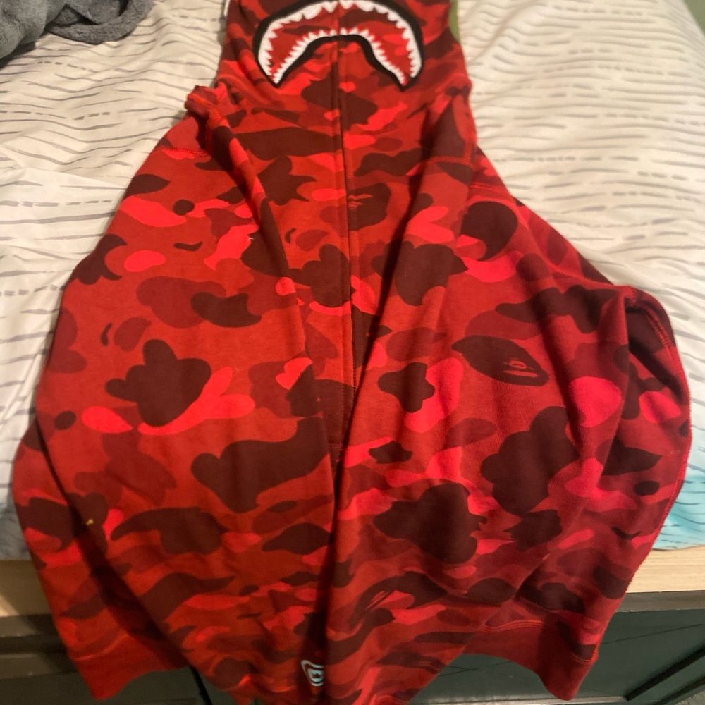 Bape Red Puffer Jacket Urban Camouflage